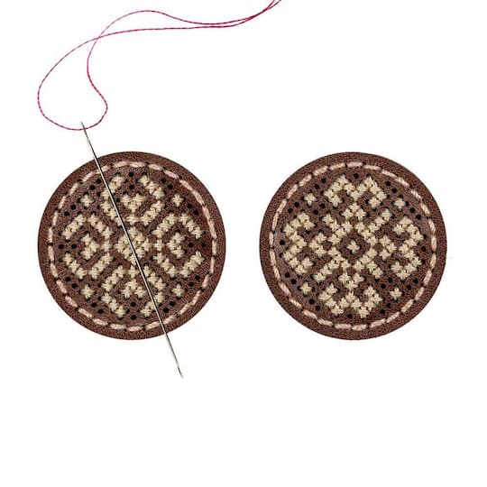 Wonderland Crafts Geometric Flower Magnetic Needle Holder Embroidery Kit, 2ct.